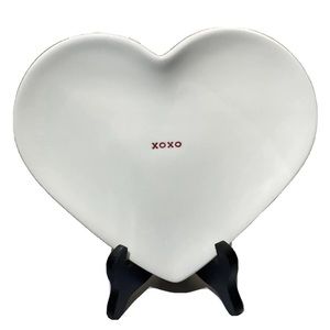 Pottery Barn Valentine XOXO Heart Plate White w/ Red Hugs & Kisses Serving Dish